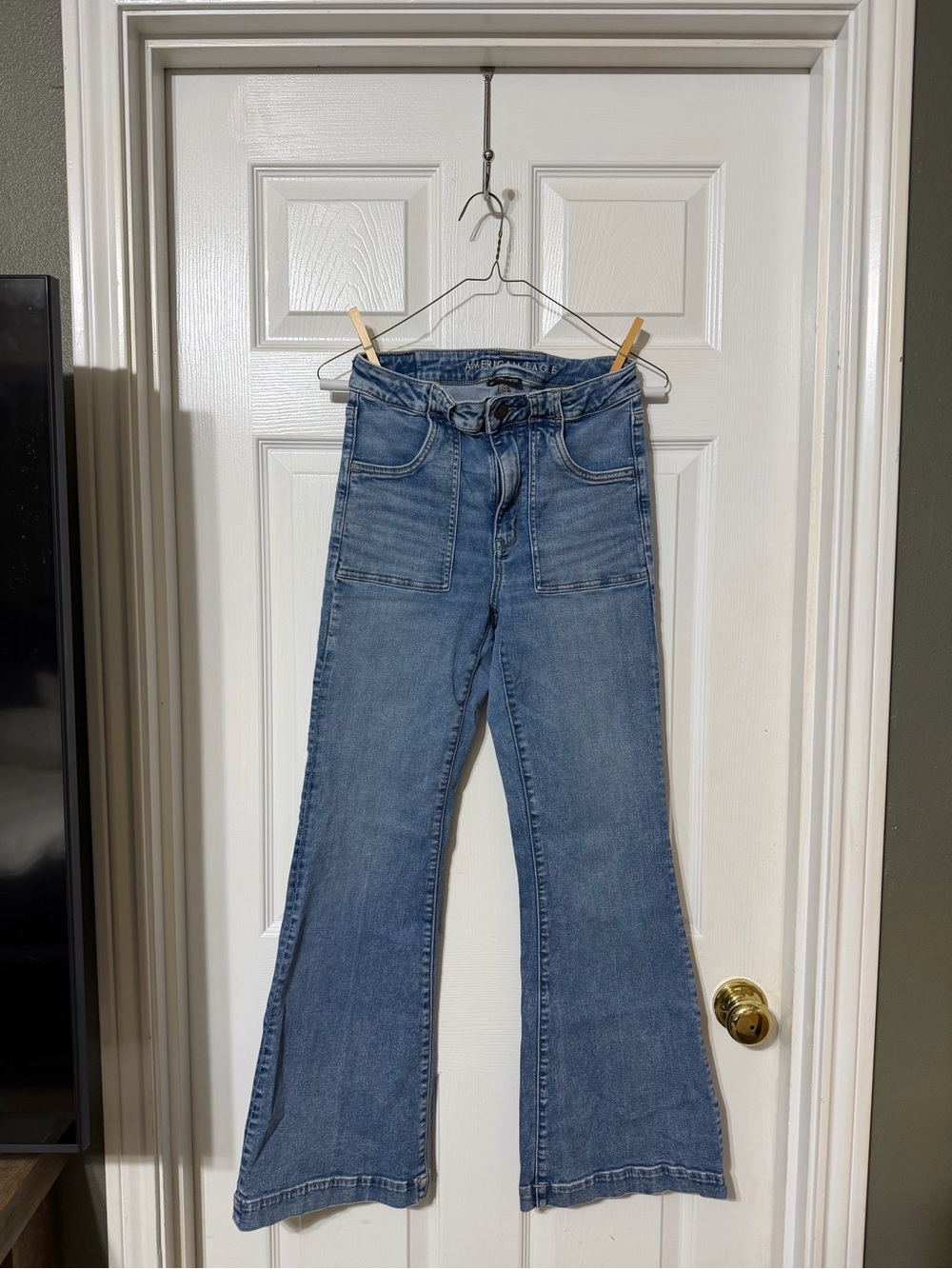 American Eagle Outfitters Light Blue Flare Wide-Leg Jeans